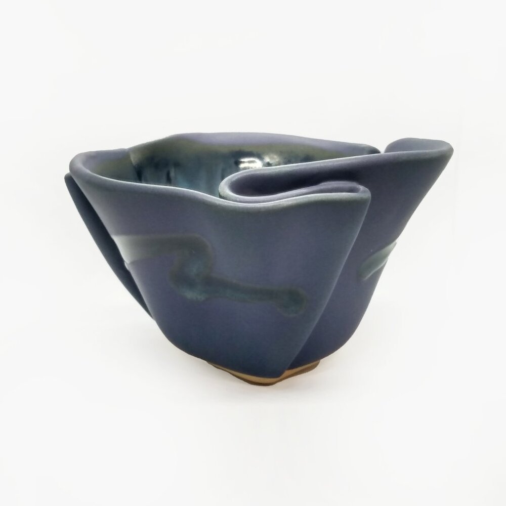 Hilborn Handmade Pinched Pottery Purple with Blues Bowl/Dips